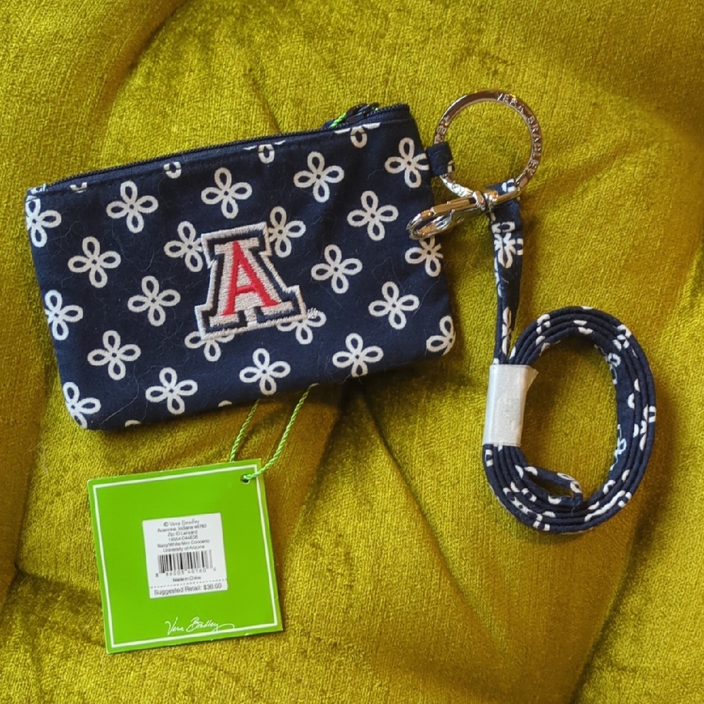 NWT Vera Bradley Collegiate Zip ID Lanyard University of Arizona